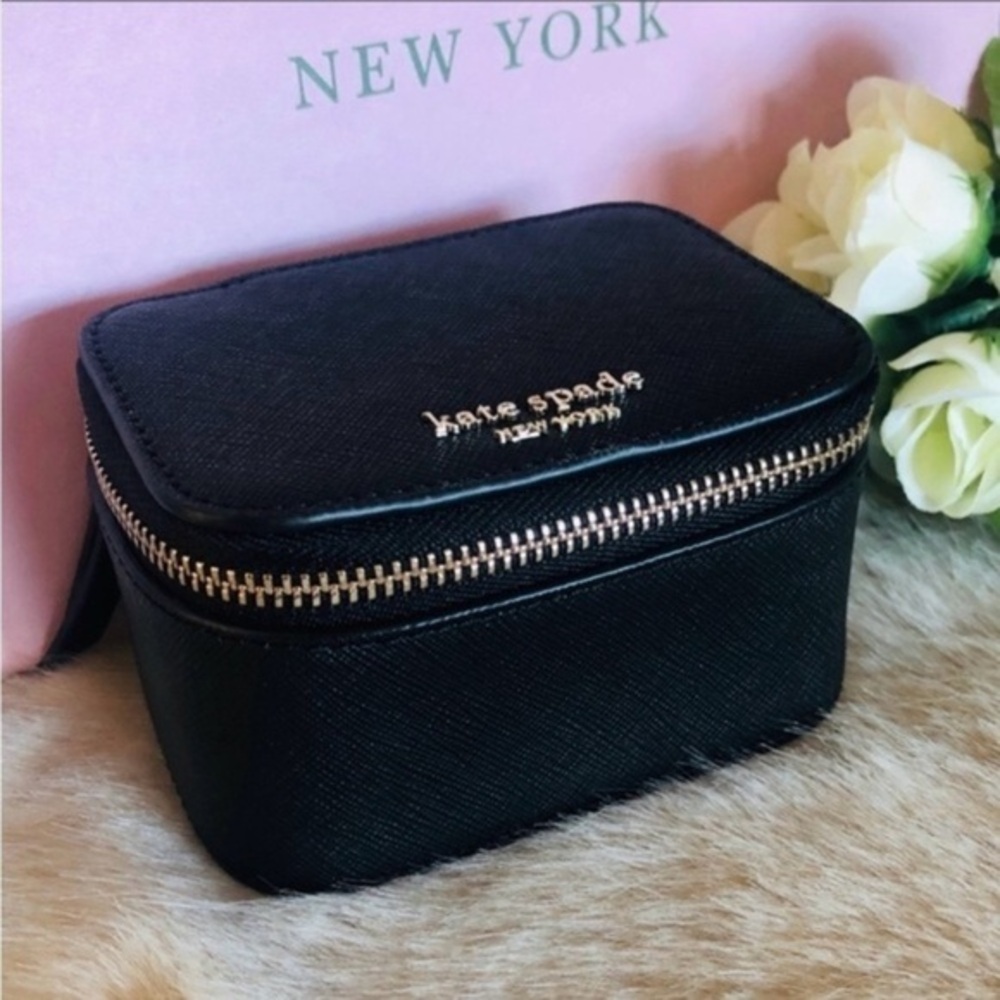 Kate Spade New York Black Leather Travel Jewelry Box NWT​